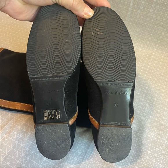 Davos Gomma Ganzo Italy Suede & Leather Flat Knee-High Boots 37 - Picture 6 of 8